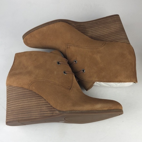 NEW Lucky Brand Shiijo Brown Lace Up Chic Ankle Boots Wedges 11 - Picture 8 of 11